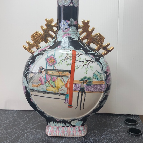 Vintage Chinese porcelain moon flask